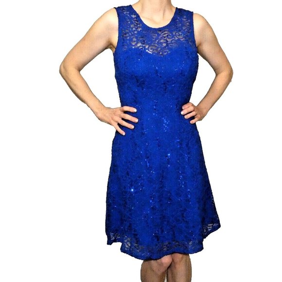 Quiz Womens 4 Blue Mini Dress Lace Sequins Sexy British PROM Stylish Gorgeous - Picture 4 of 16